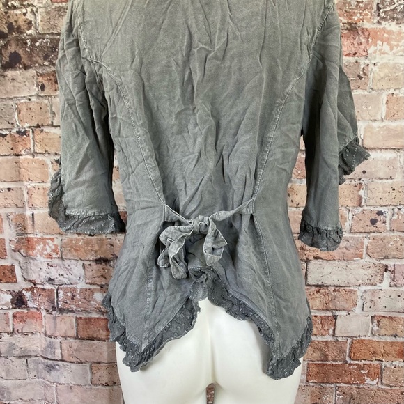 Advanced Apparrels Blouse Button Down V-Neck Distressed Gray Sz XXL - Picture 8 of 12